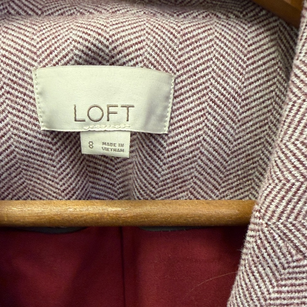 Ann Taylor Loft Herringbone Knit Elbow Patch Modern Blazer - Picture 3 of 4